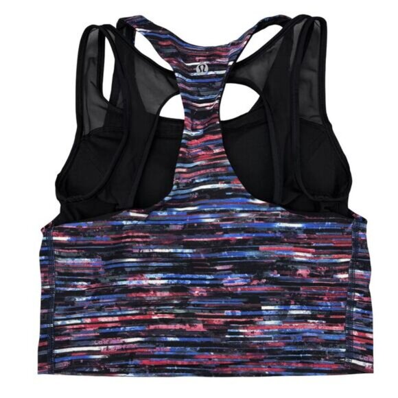 LULULEMON Break Free Tank Nulux Sz 4 Hinshu Alpine White Multi / Black - Picture 5 of 7